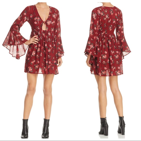 En Creme Dresses & Skirts - EN CRÈME WOMENS FLORAL PRINT TIE-FRONT PARTY DRESS